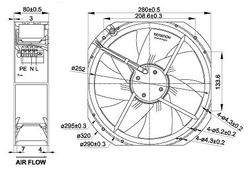 MFC28080 Dimensions